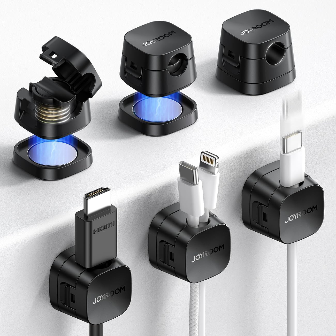 organizadores de cables magneticos adhesivos paquete de 6 piezas para escritorio