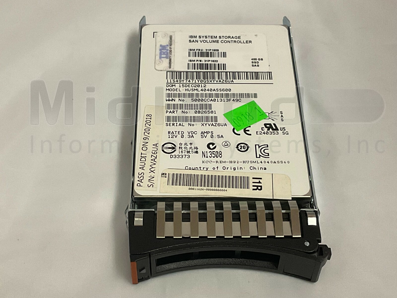 IBM 31P1609 400GB Flash drive FC# 4604 for SAN Volume Controller 2145-CG8