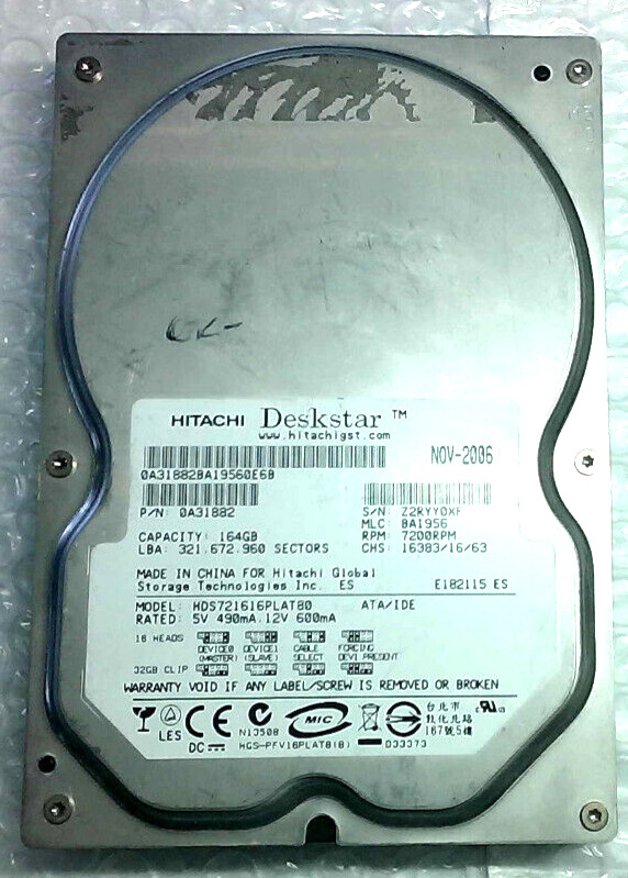 HITACHI Deskstar HDS721616PLAT80 164GB Ultra-ATA/133 IDE 7200rpm 3.5\