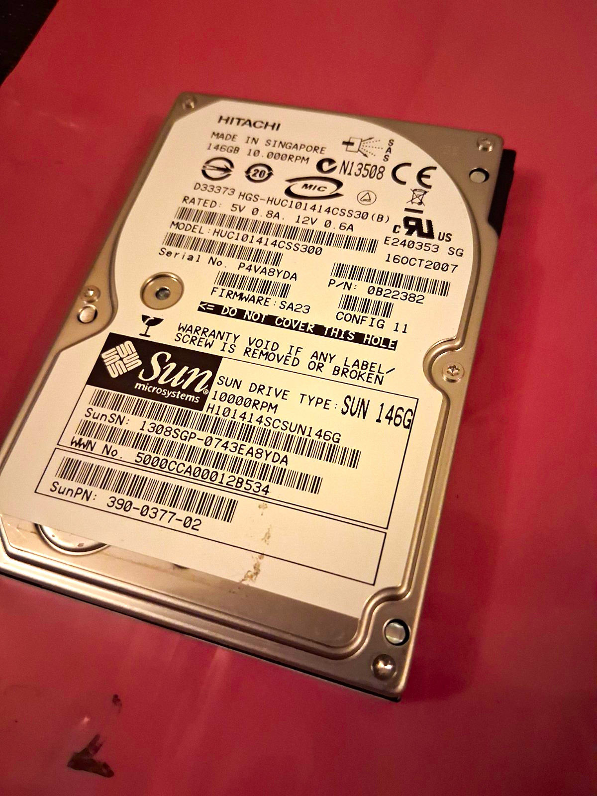 SUN MICROSYSTEMS  Hitachi Ultrastar C10K147 series internal hard drive