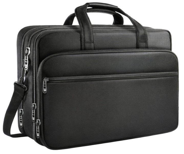 Maletín portátil 17″ expandible impermeable con múltiples compartimentos negro