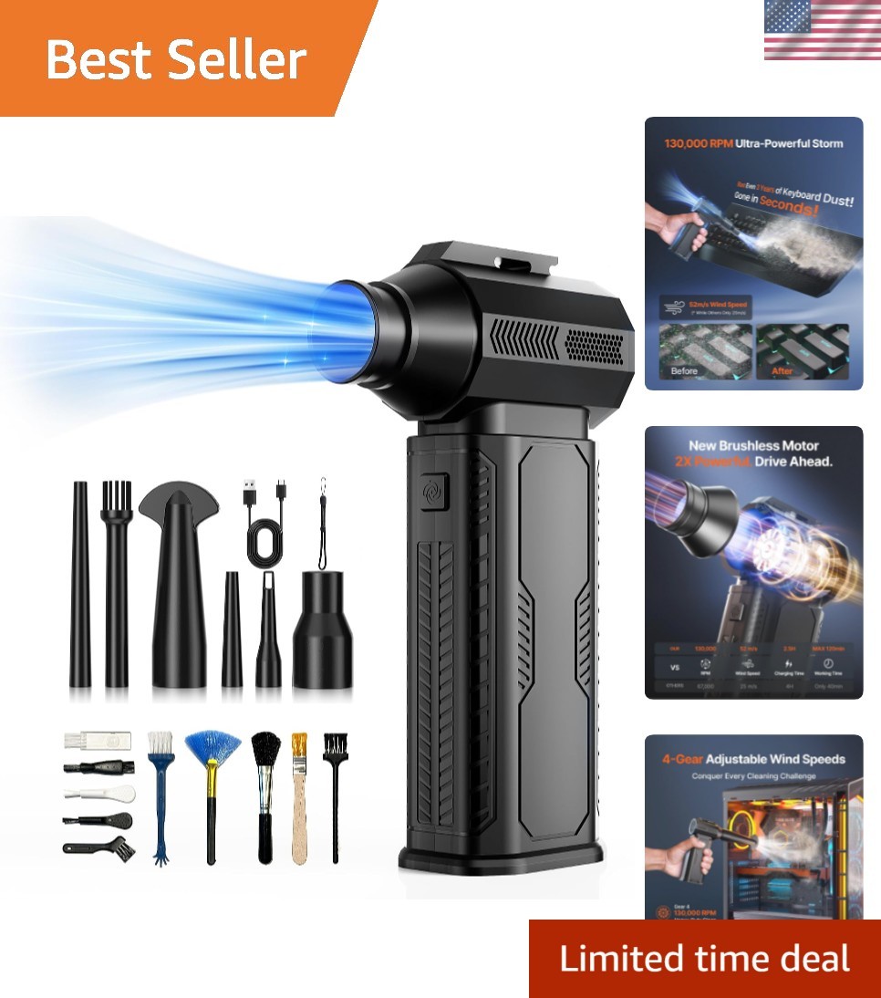 Compressed Air Duster, 130,000RPM Ultra-Powerful Electric Air Duster
