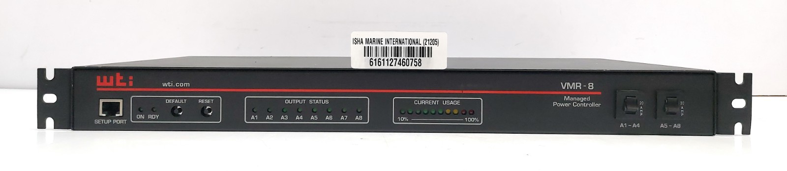 WTI VMR Series VMR-8HS20-2 Managed Power Controller 100-240V 50/60Hz 16A