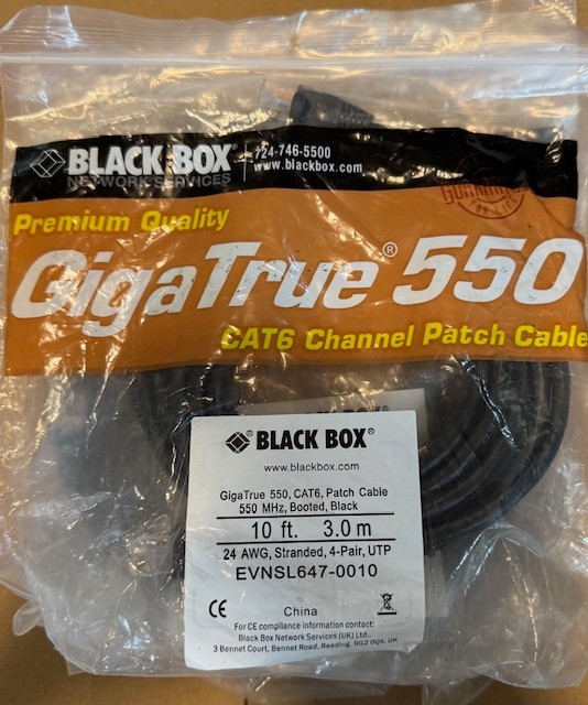 Black Box Giga True 550MHz Cat6 EVNSL647-0010 10ft 24AWG, Stranded, Booted 4 Lot