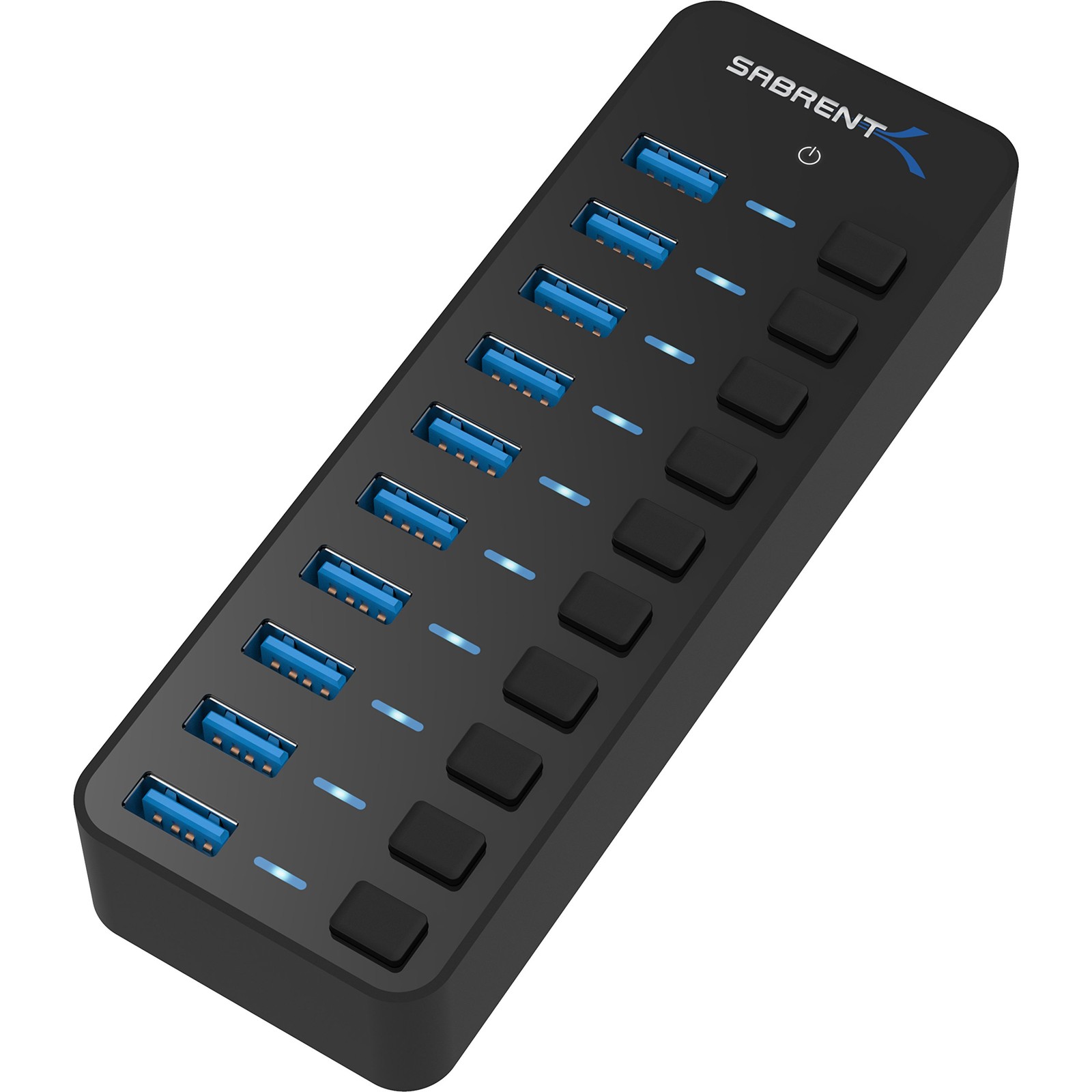 SABRENT 10-Port 60W Powered USB 3.0 Hub, Power - 10 3.0, Black