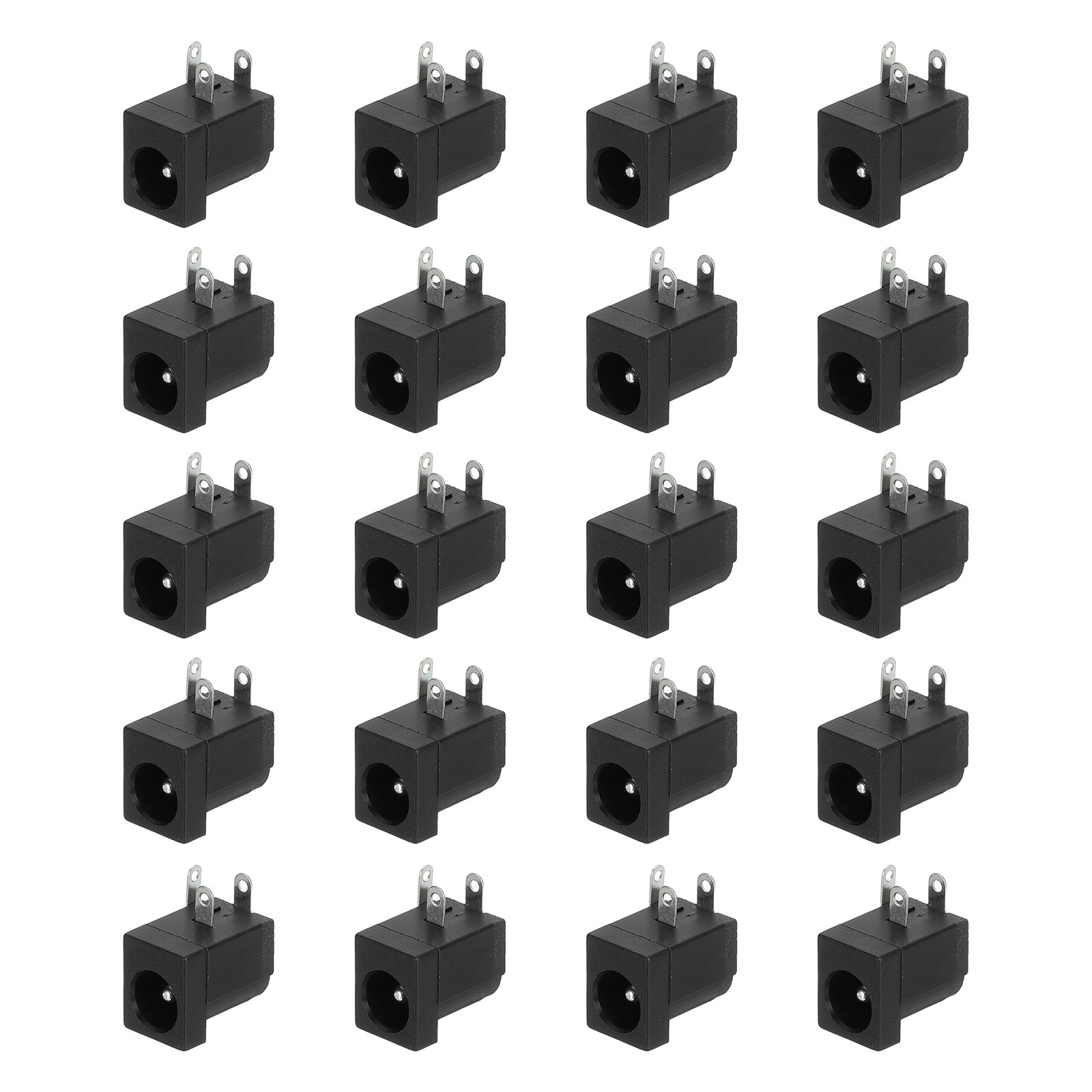 20pcs DC5521 Power Jack, 30V 0.5A 9x14.2x15mm 3 Pin, Black