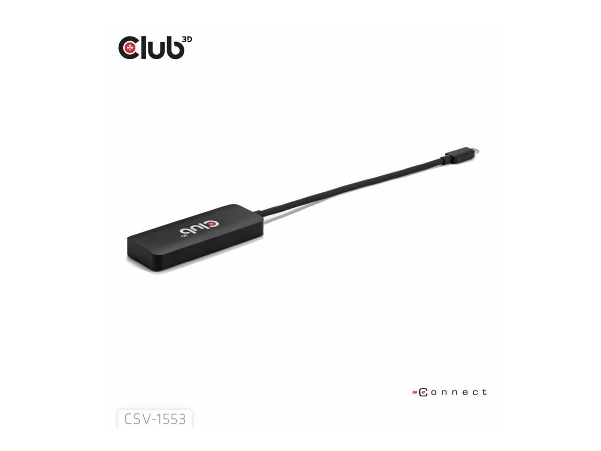 Club 3D MST Hub USB C to Triple DisplayPort 4K at 60Hz Black Cable CSV-1553