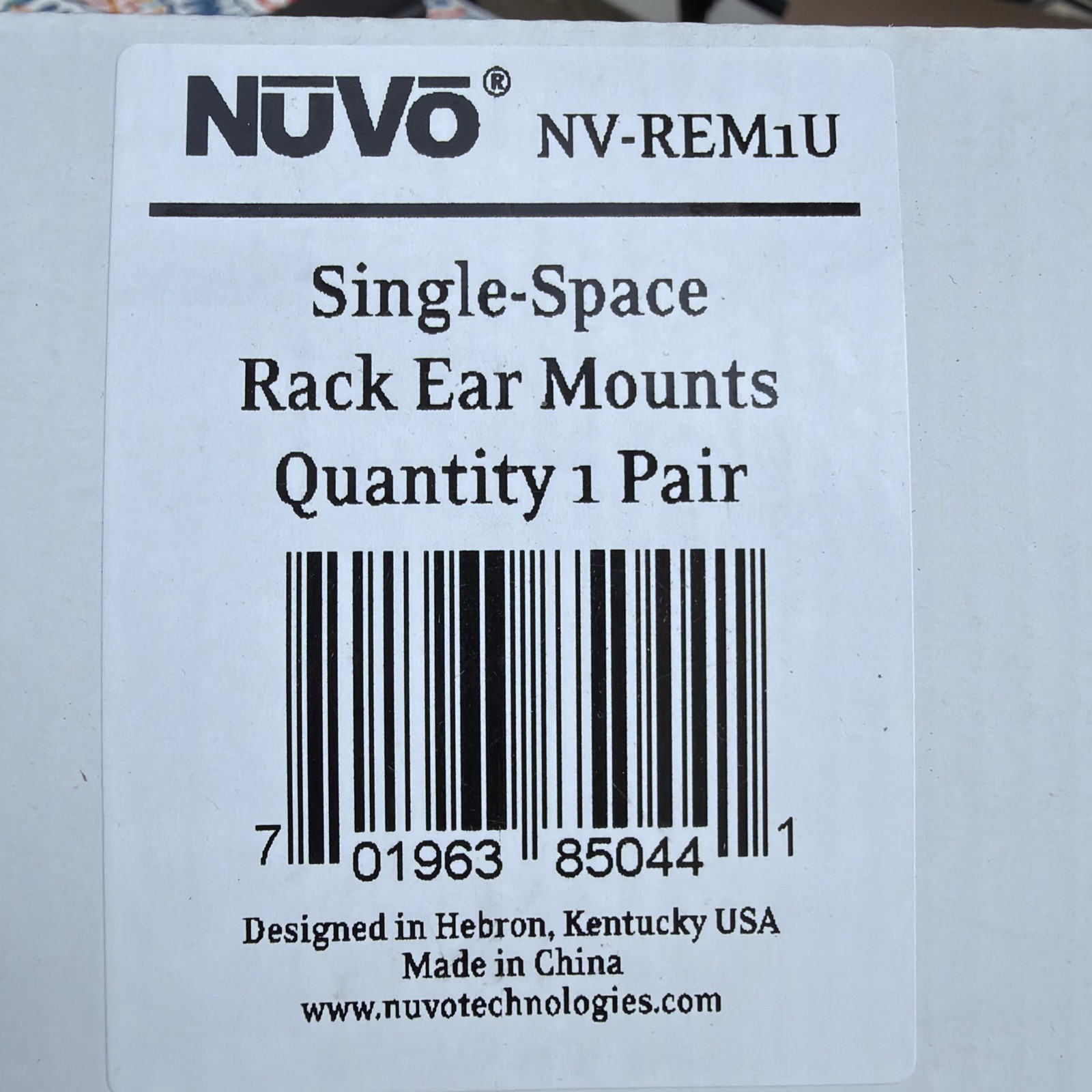 Nuvo Single-Space Rack Ear Mounts (NV-REM1U) - 1 Pair NEW
