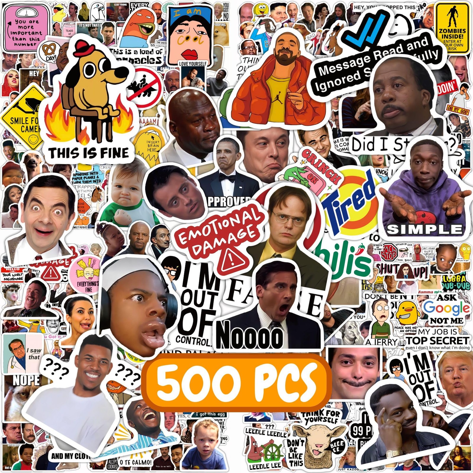 500 Pcs Funny Stickers for Adults & Teens - Trendy 2.5-3.5 inches, Colorful