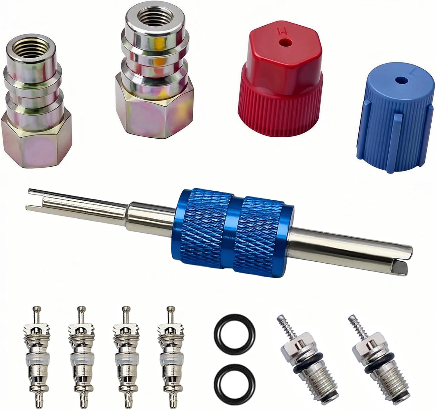 R12 to R134A AC Retrofit Fitting Adapter Kit, R12 R22 to R134A High/Low Fitting 