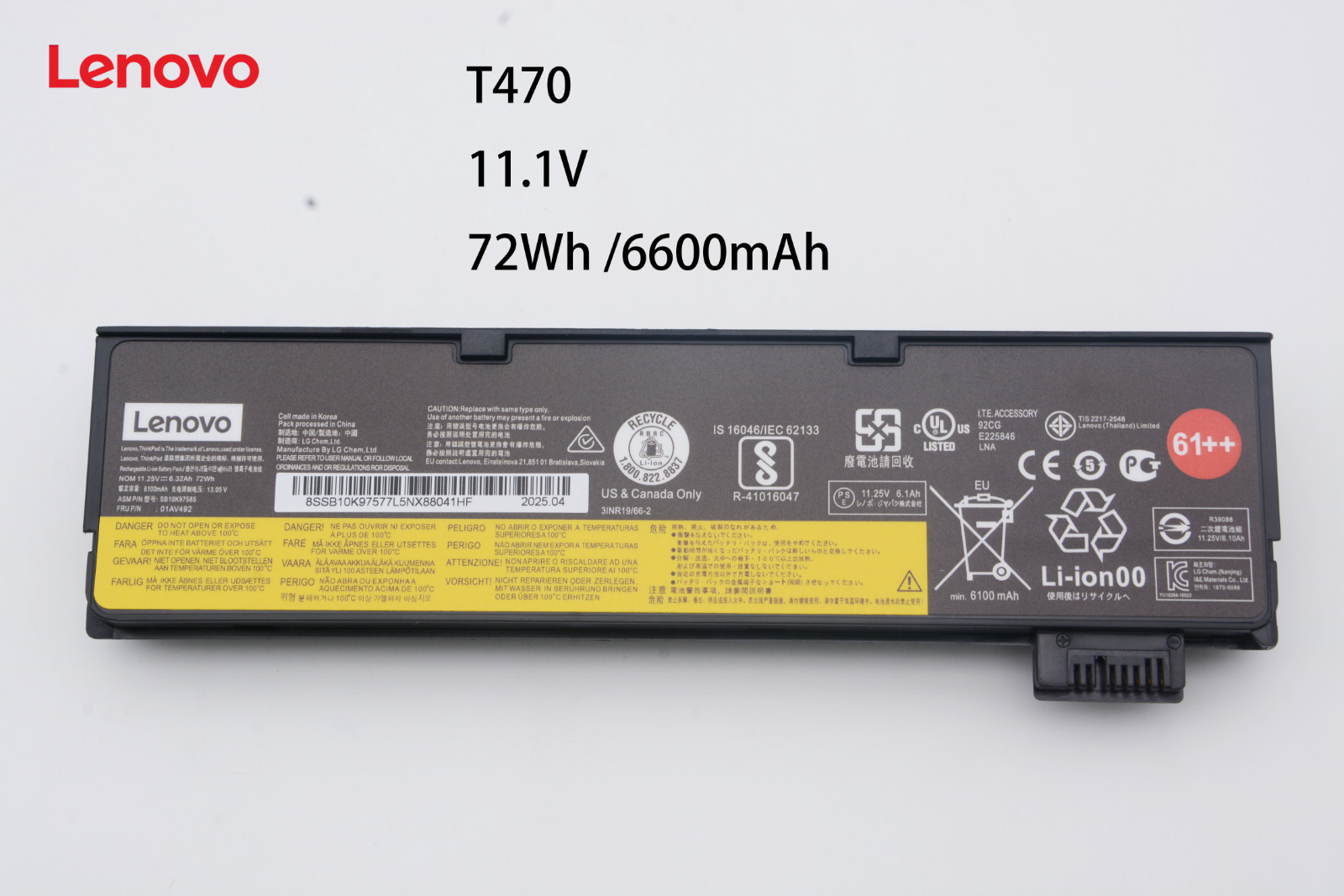 Genuine 01AV427 61++ 72W Battery for Lenovo ThinkPad T470 T480 T570 T580 01AV492