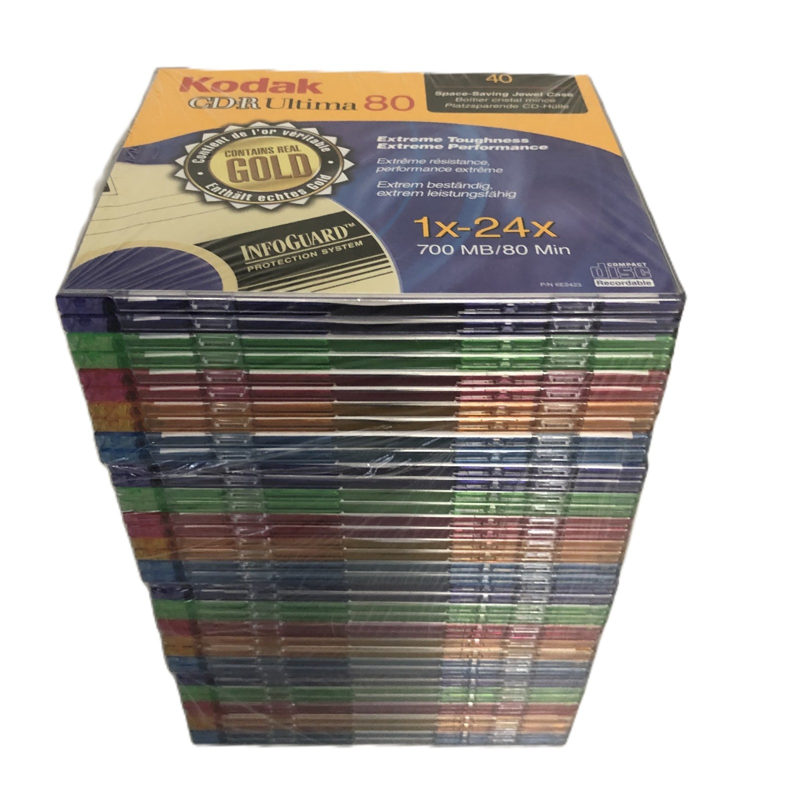 New Kodak CD-R Ultima 80 1x-24x 700 mb/80 min 40 Pack With Jewel Cases Real Gold