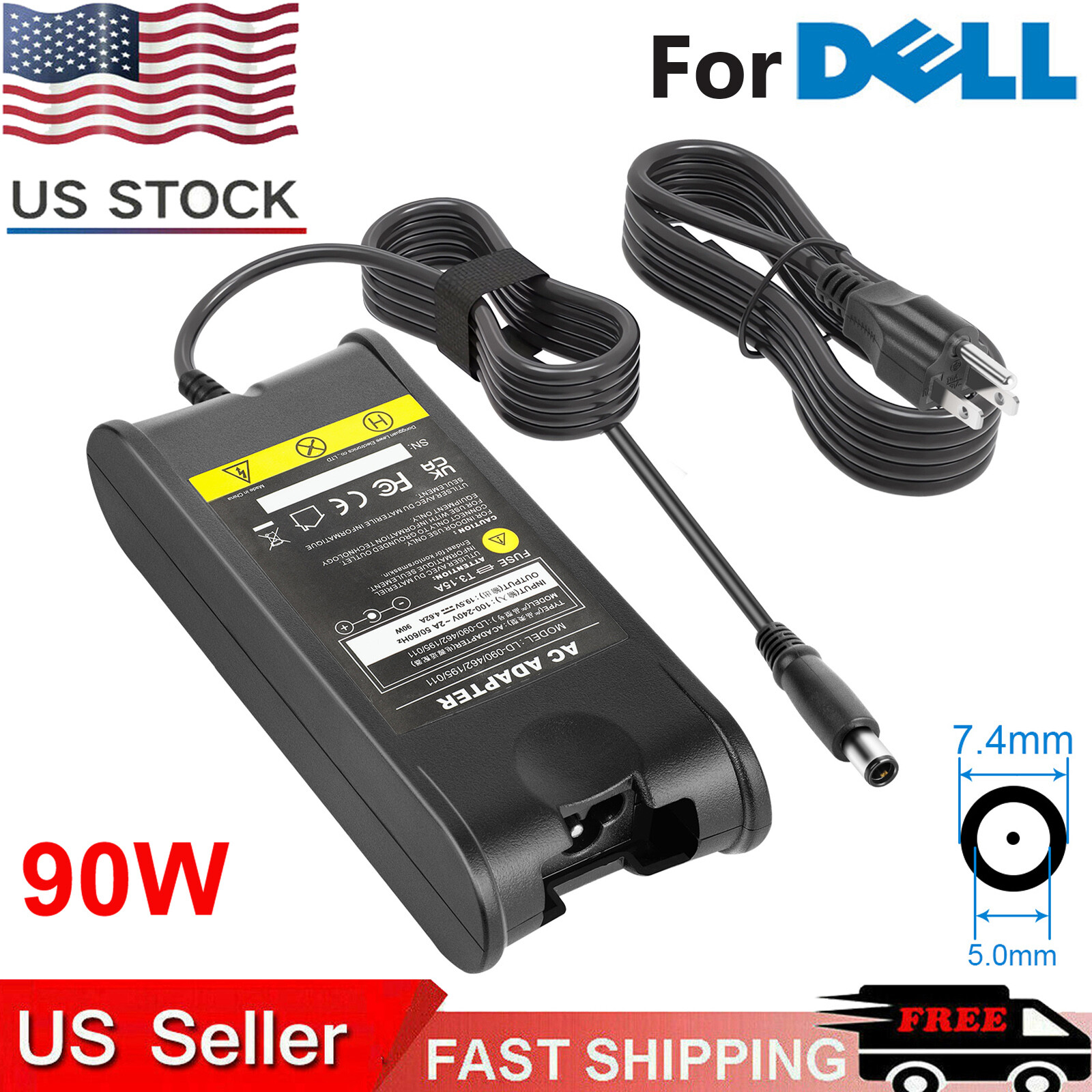 90W For Dell Inspiron One 2205 2305 Power Supply AC Adapter Cord Cable Charger