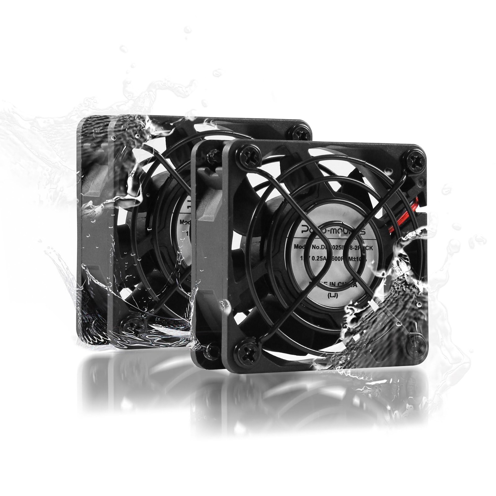 60mm 12V DC Waterproof IP68 Dual Ball Computer Cooling Fan - 5600RPM 2-Pack