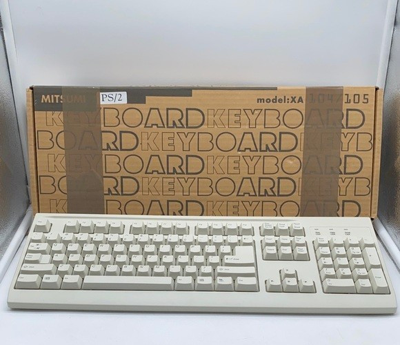 Vintage Mitsumi Electronics KFK-EA4XA White Wired Computer Keyboard PS/2