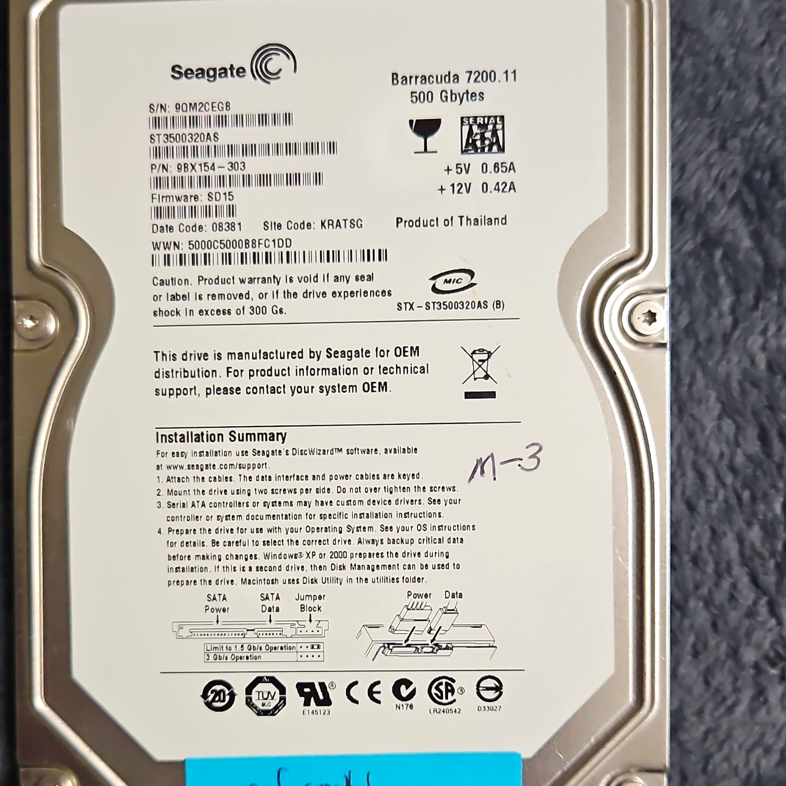 Seagate Barracuda 7200.11 ST3500320AS 500GB 7200RPM 32MB 3.5" SATA