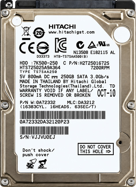 Hitachi HTS725025A9A364 250GB SATA HDD Tested Sanitized - Premium Grade