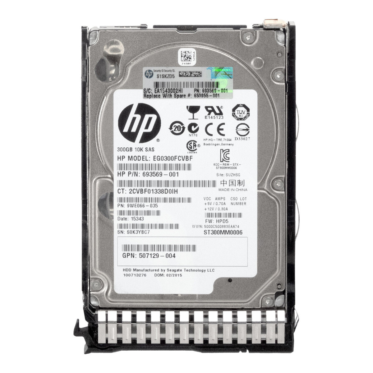 HARD DRIVE HP 693569-001 653955-001 EG0300FCVBF 300GB 10K 64MB SAS-2 2.5" inch