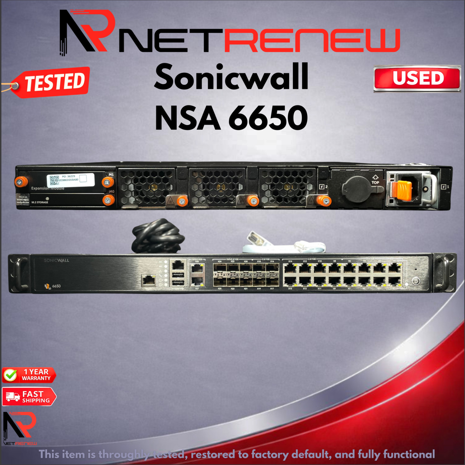 SonicWall NSA 6650 Firewall Security Appliance 1RK39-0CB