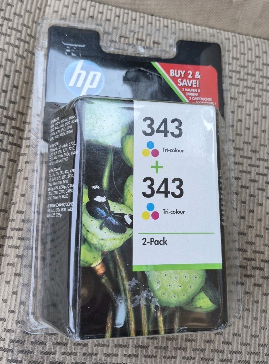 HP 343 Tri-Colour Ink Cartridges 2x Pack Original CB332EE -  Exp 10 2017