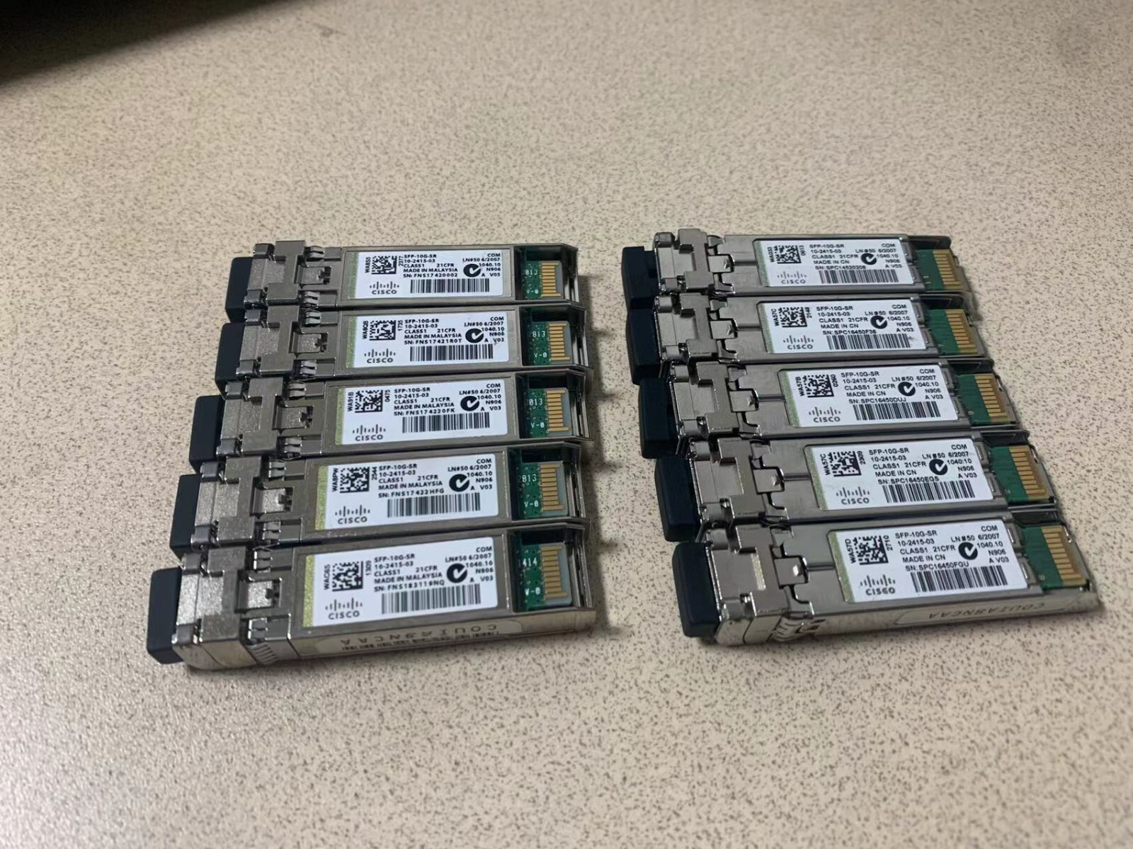 LOT 100  Cisco Genuine SFP-10G-SR V03 10G 850NM SFP+ module  fast shipping