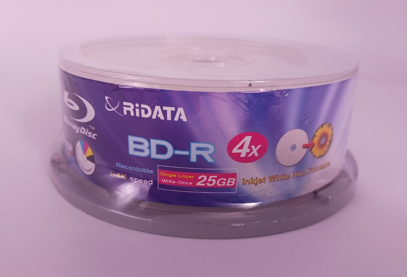 25 Pack Ridata 4X 25GB BD-R Blu-ray Single Layer Recordable Black Media Disc.  