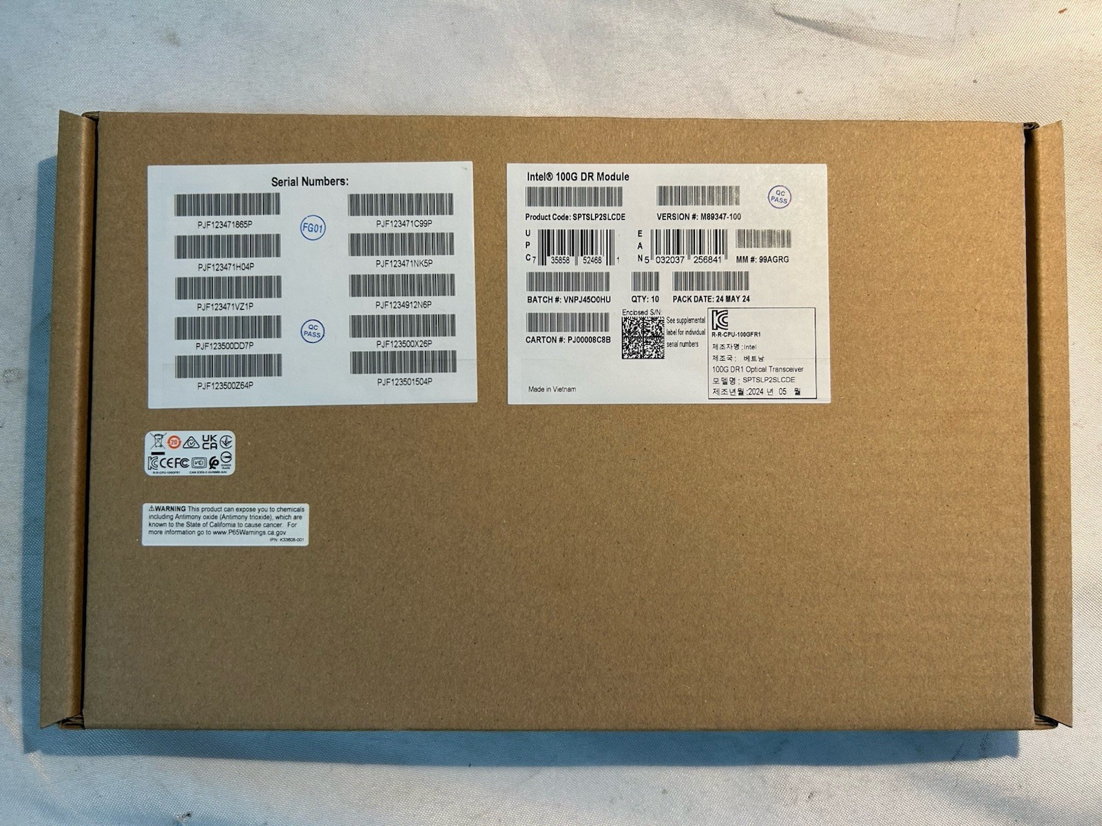 Intel SPTSLP2SLCDE 100G-DR1 500m 1311nm QSFP Optical Transceiver Lot Of 10x NIB