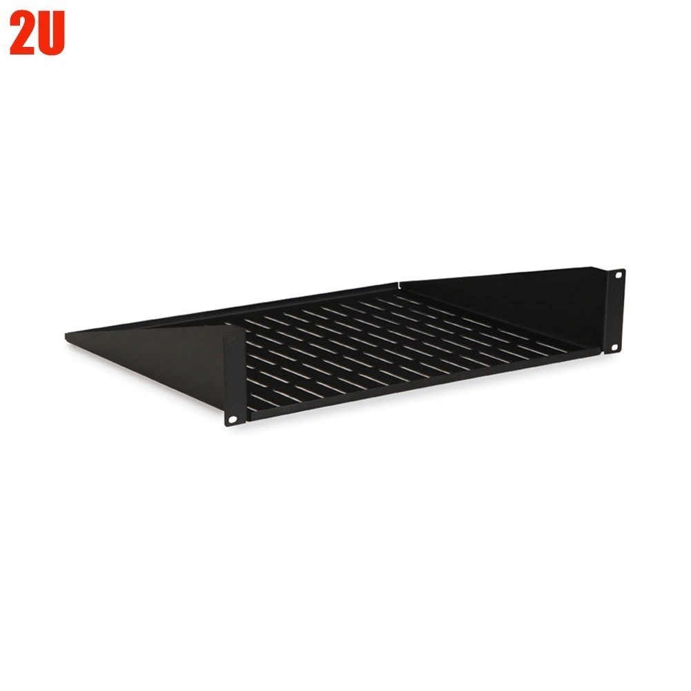 2U 19" Cantilever Server Shelf Vented Eco Shelves Rack Mount Steel Black 14"Deep
