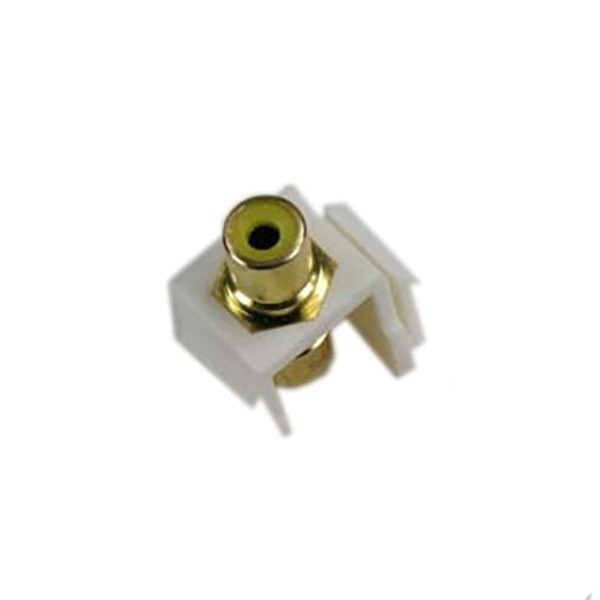 RCA Audio Female to Female Keystone Jack Gold Snap In Insert Yellow Center White
