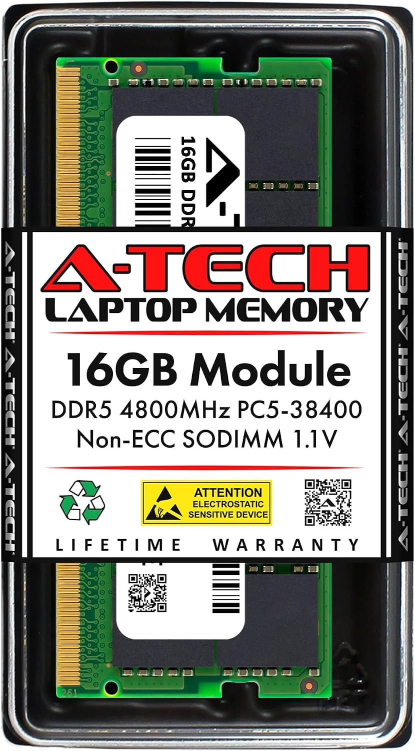 16GB DDR5 4800Mhz PC5-38400 CL40 SODIMM 1.1V Non-Ecc Unbuffered SO-DIMM 262-Pin