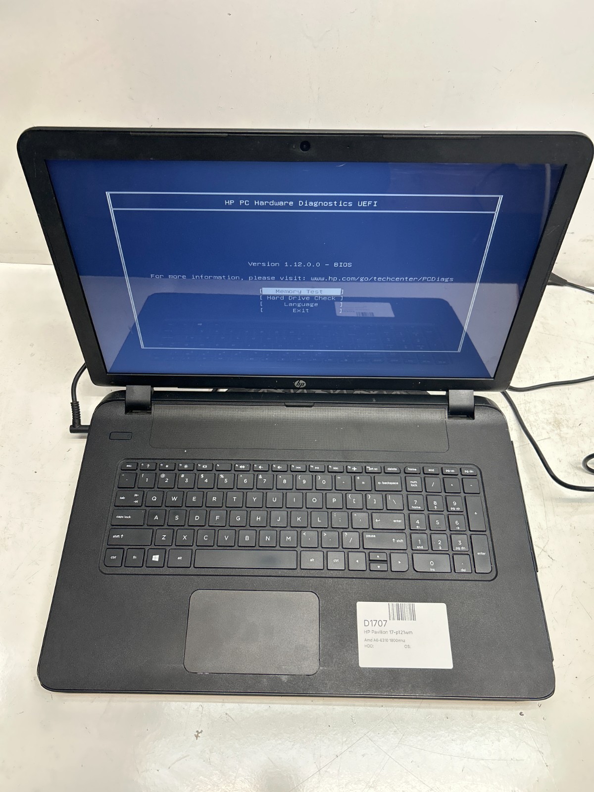 HP Pavilion 17-p121wm AMD A6-6310 1800MHz  NO HDD