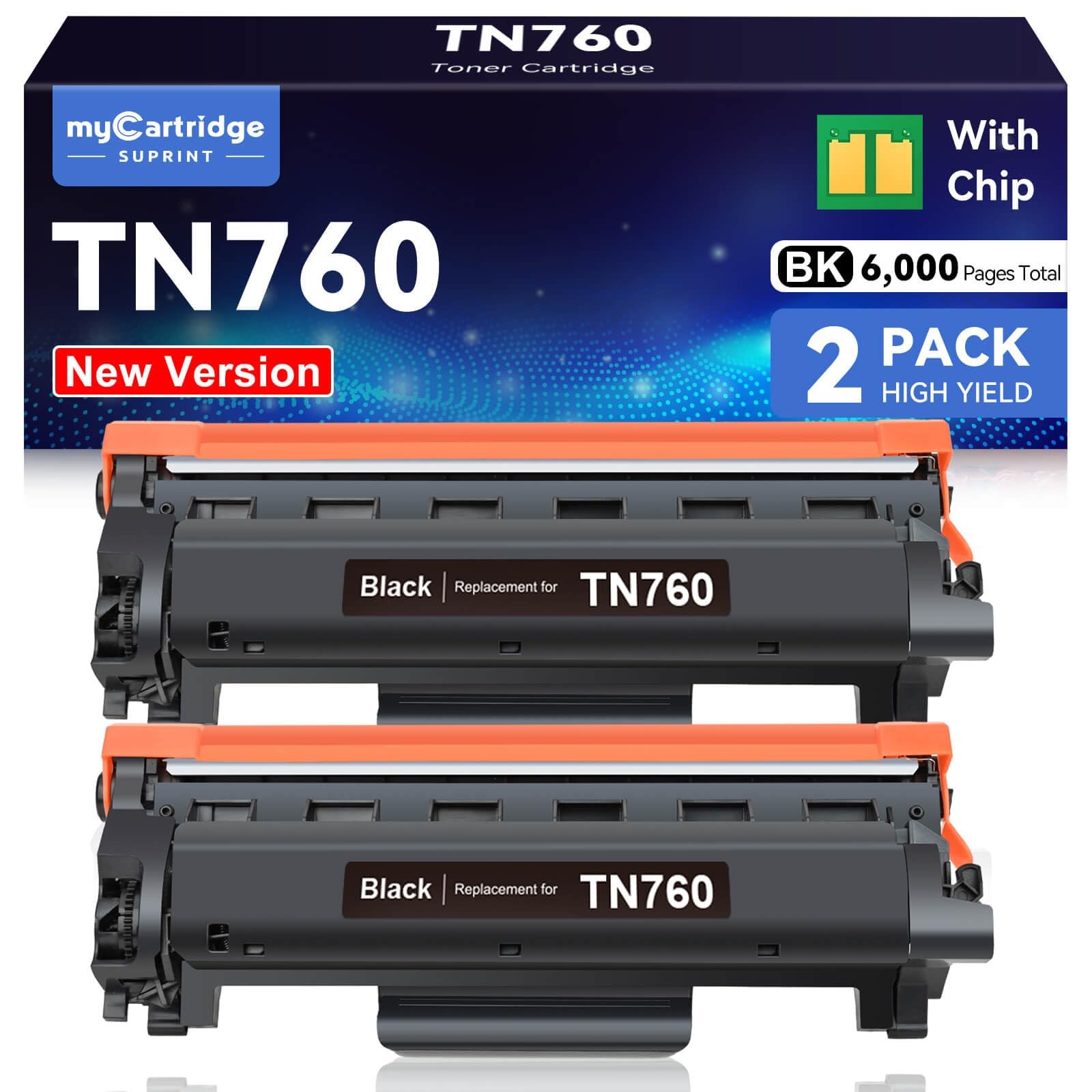TN760 Toner for Brother TN760 TN730, 2 PK