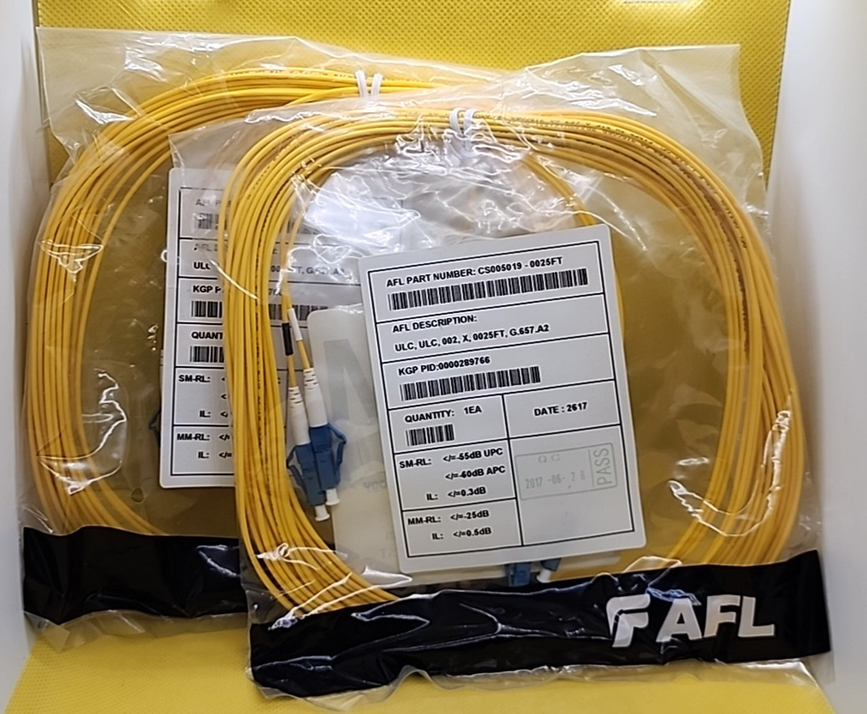 LOT OF 2 - AFL 25FT CS005019-0025FT FIBER OPTIC CABLE [RB6]