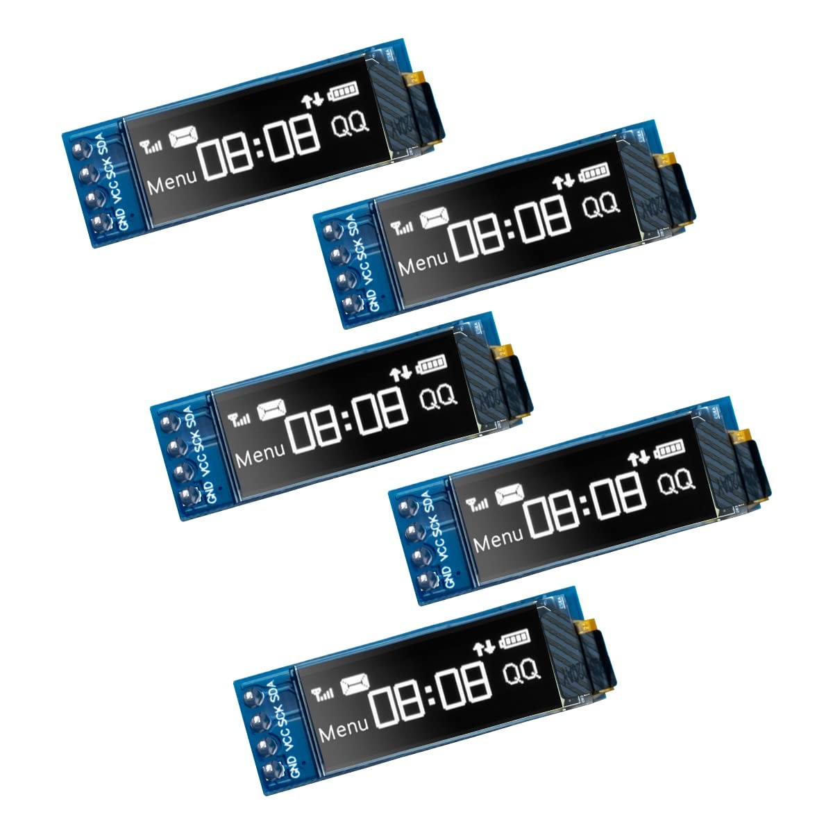 5 Pcs 0.91 Inch I2C OLED Display Module IIC OLED Screen DC 3.3V~5V with Ardui...
