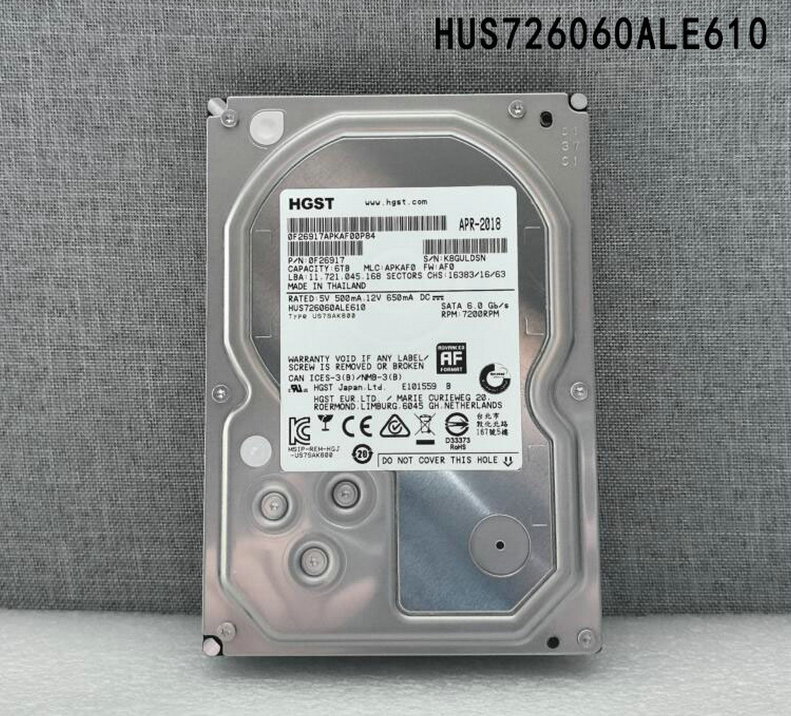 HUS726060ALE610 HGST 6TB 7200RPM SATA 6Gbps 128MB Cache 3.5 inch