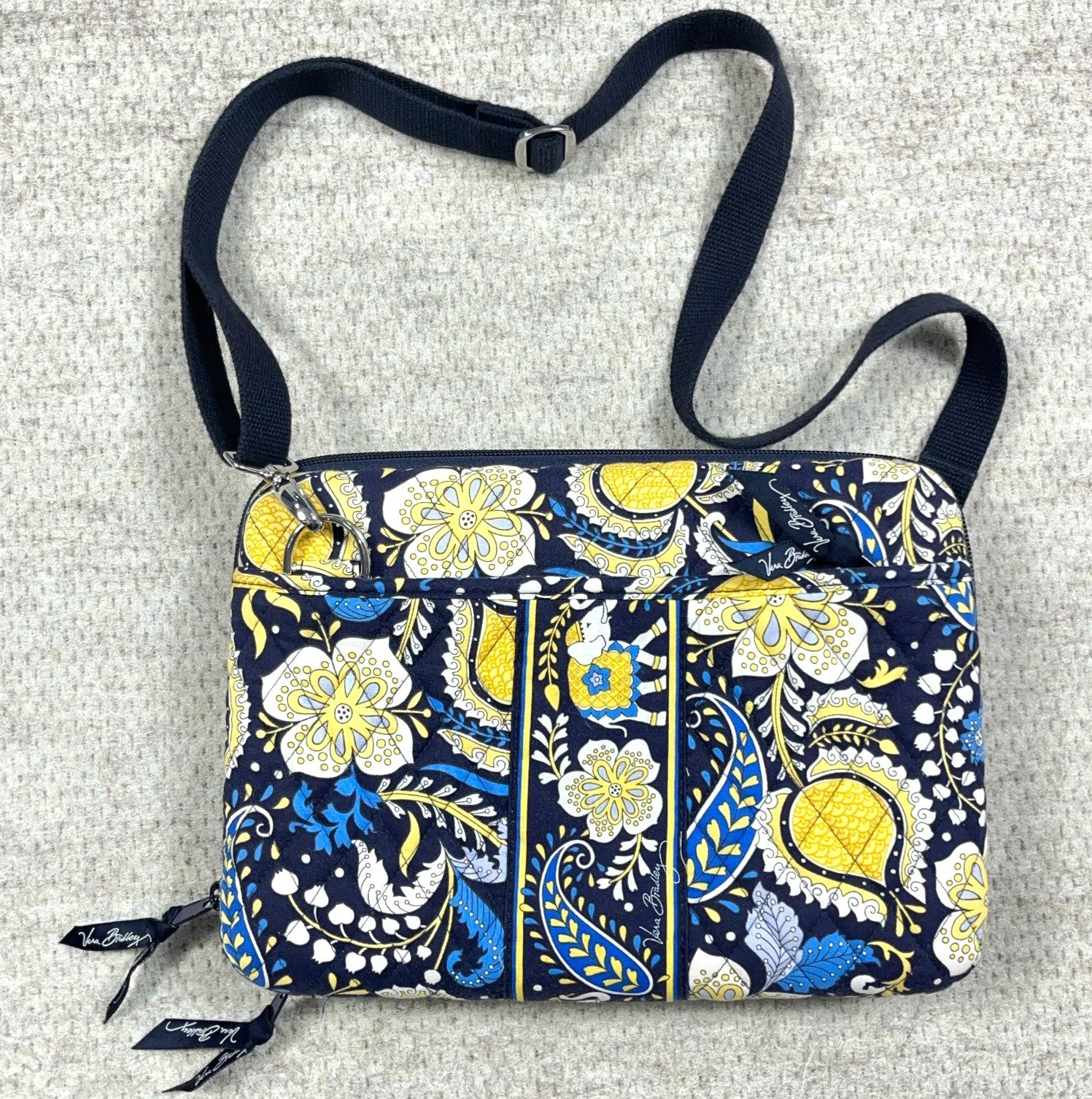 Vera Bradley Ellie Blue Hard Shell Case Kindle iPad Tablet Crossbody w/ Strap