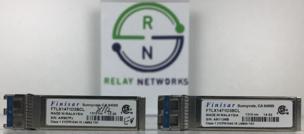 LOT OF 2 Finisar / Extreme Networks 10302 FTLX1471D3BCL-EX LR SFP+ 10G 1310nm