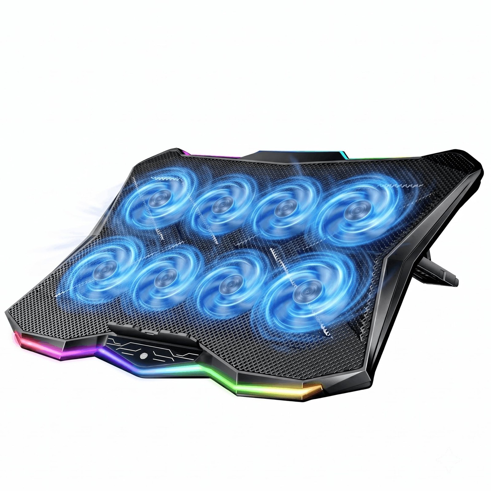 AICHESON RGB Laptop Cooling Pad 8 Fans for 15.6-17.3 Inch PC AA3, RGBLights