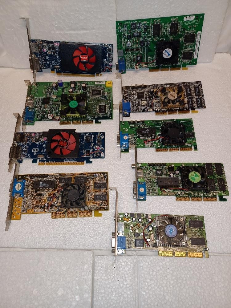 Vintage ASUS-Nvidia-AMD-AGP Mixed Bulk Video Cards Lot of 9-Fast Ship-USA