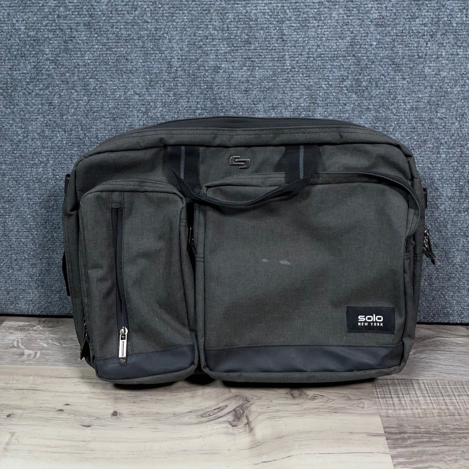 Solo New York Duane Hybrid Briefcase Backpack Mens Large Laptop Tablet Gray