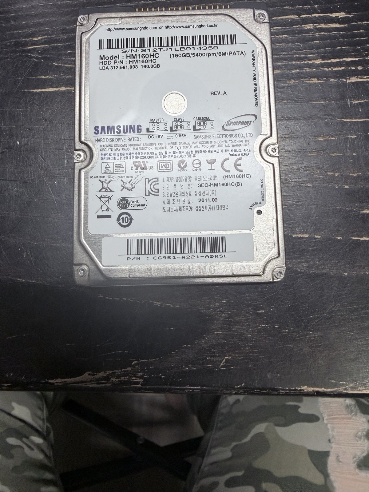 SAMSUNG 160GB HM160HC 5400RPM IDE PATA 2.5" Hard Drive FOR Laptop Computer