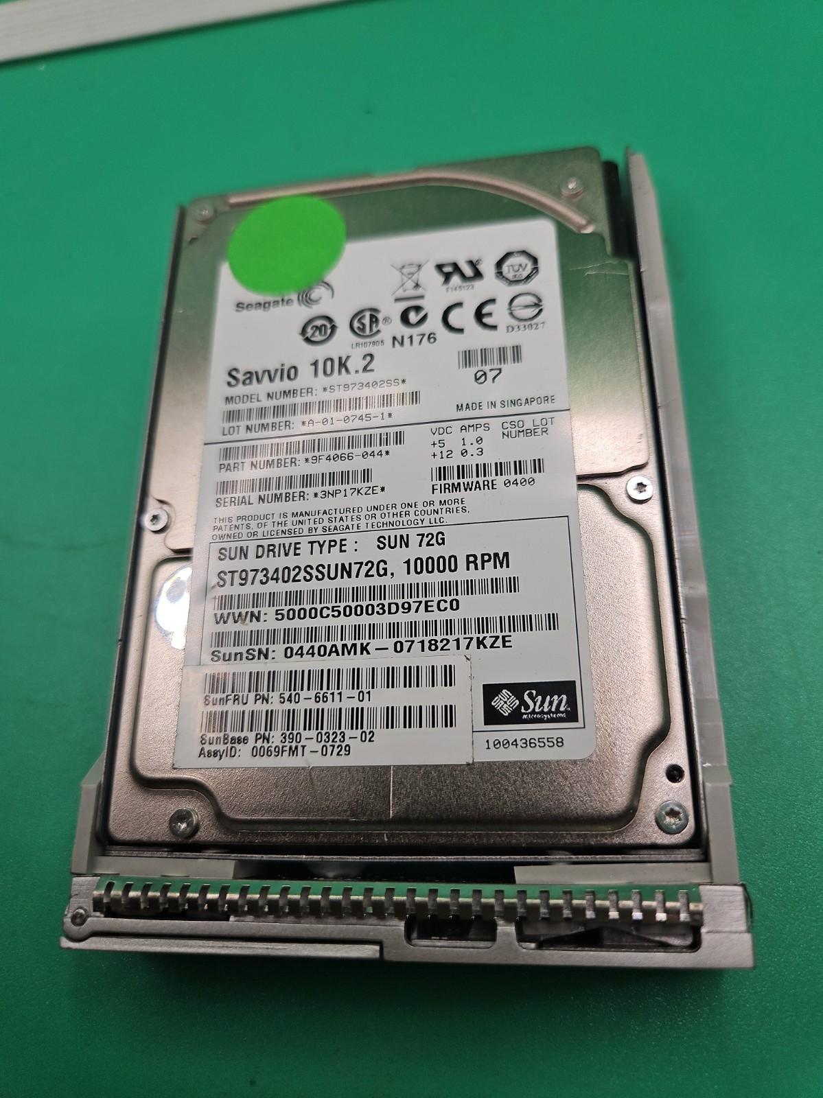 Sun 390-0323-03 72G 10k ST973402SSUN72G 2.5" SAS HDD ST973402SS 540-6611-01