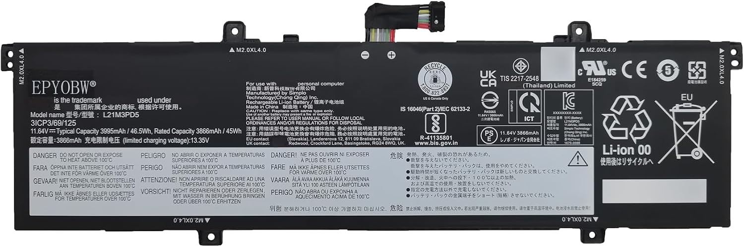 L21M3PD5 Laptop Battery 46.5Wh L21C3PD5 L21L3PD5 L21M4PD6 Compatible