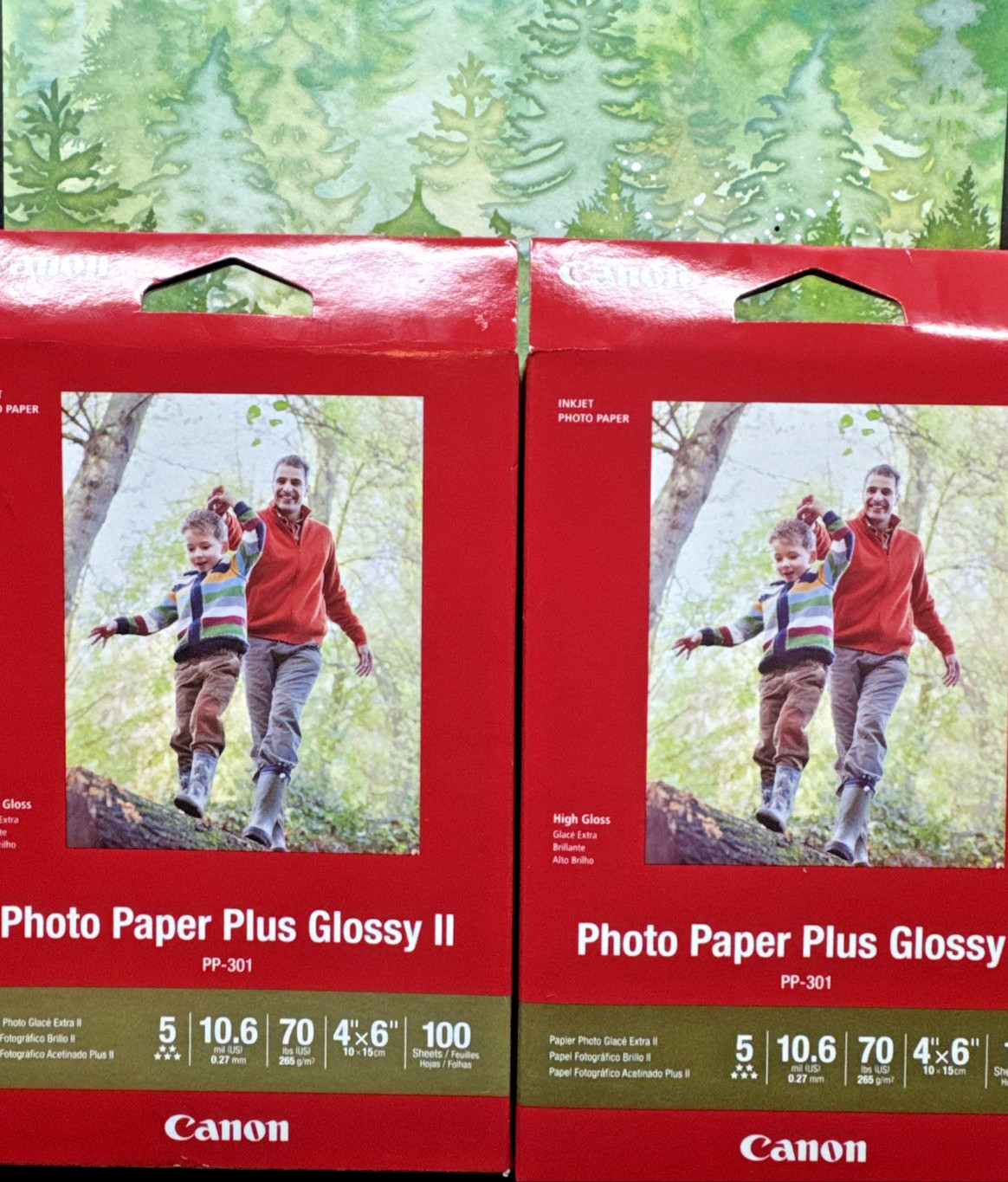 Canon PP-301 Photo Paper Plus Glossy II 4x6 inch 100 Sheets, 2 Sealed Boxes -New