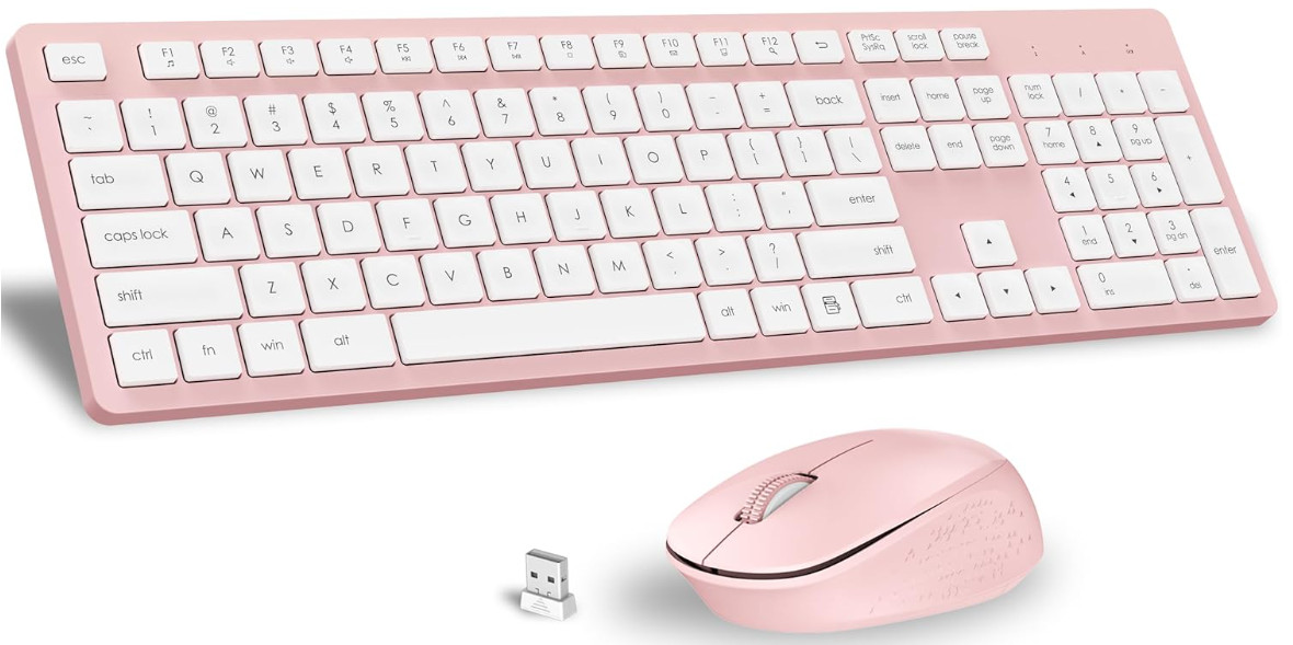 Combo de teclado y ratón inalámbricos ergonómicos tamaño completo