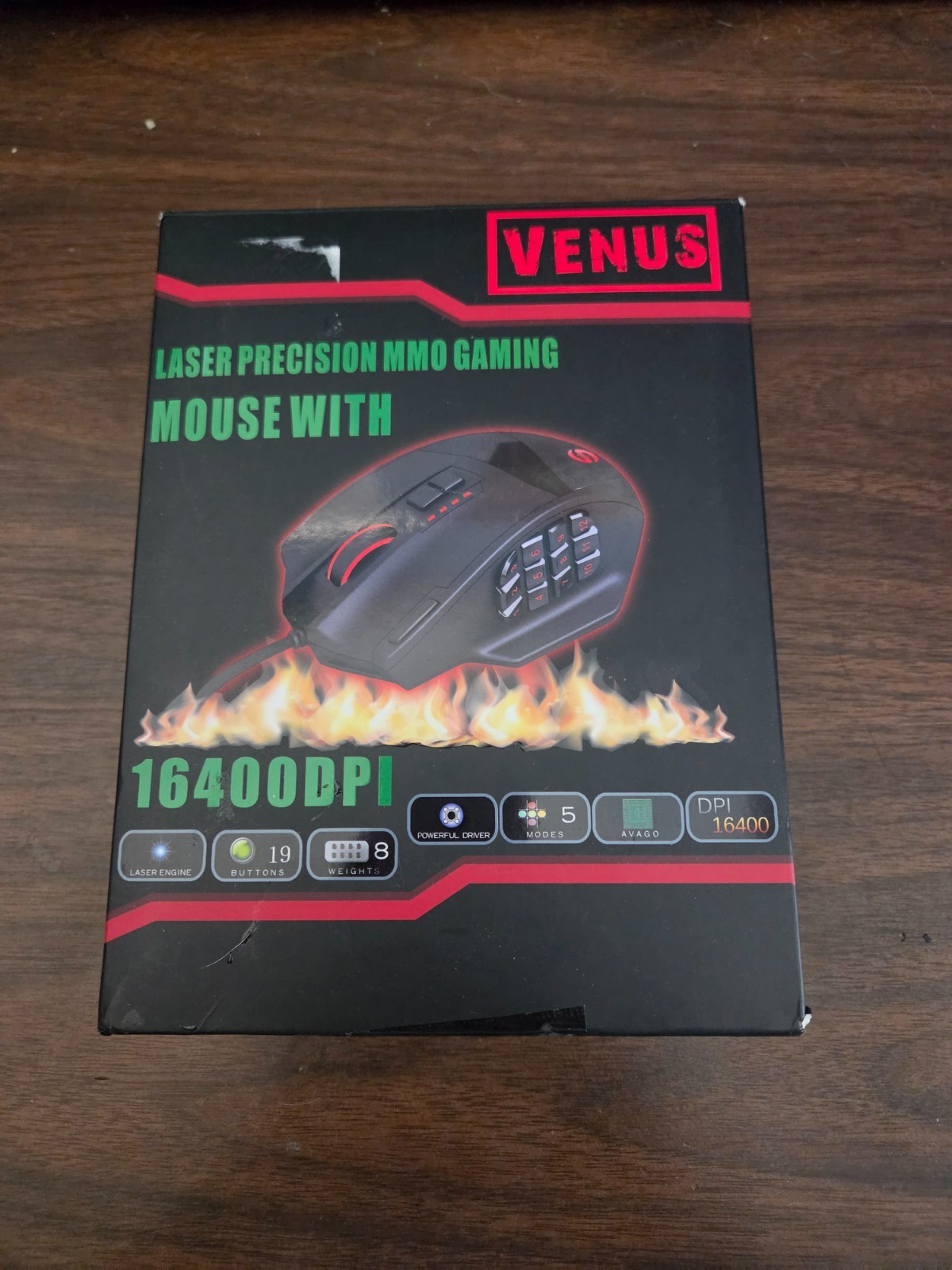 UtechSmart Venus Pro Wired MMO Black Gaming Mouse - 16400 DPI RGB