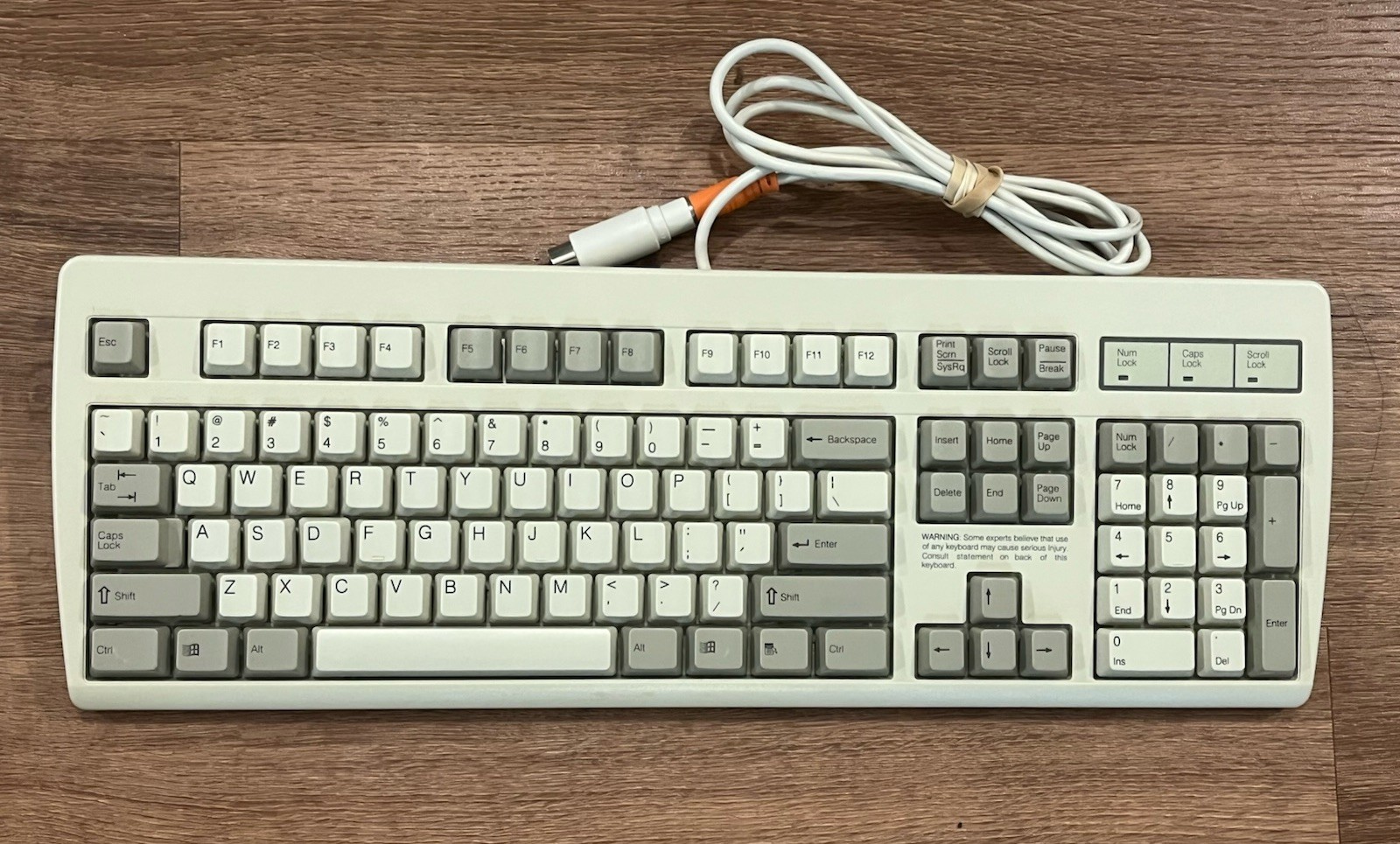 Vintage NMB RT2358TW White Gray PS/2 Keyboard Microsoft Windows 95