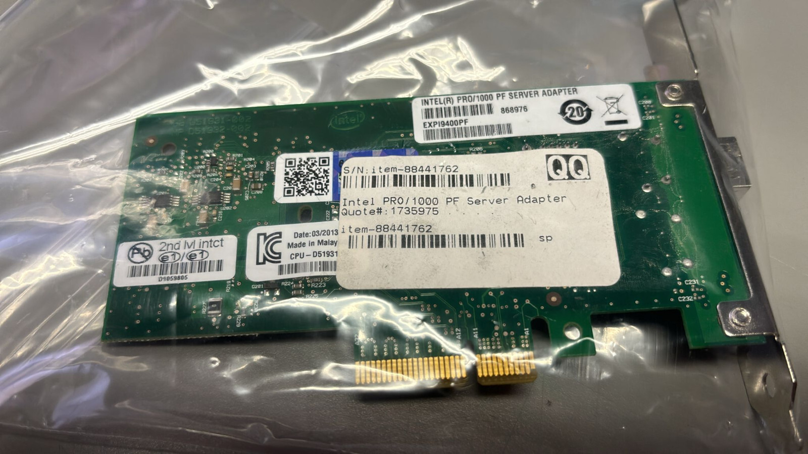 EXPI9400PF Intel PRO/1000 PF 1-Port LC 1GB Ethernet PCIe Server Network Adapter