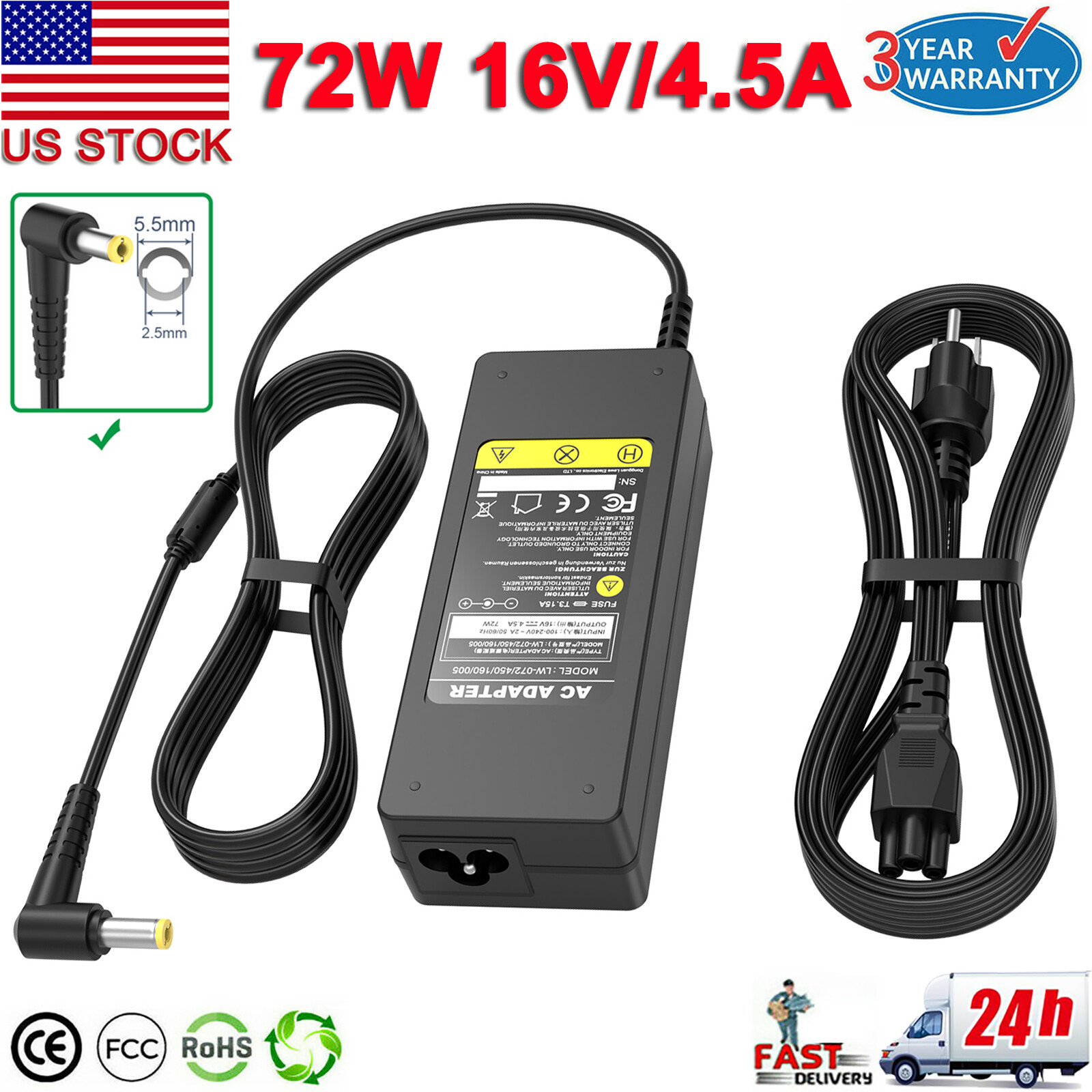 16V 4.5A 72W AC Adapter Charger for IBM ThinkPad T42 T41P T42P T43P T30 T40 T41