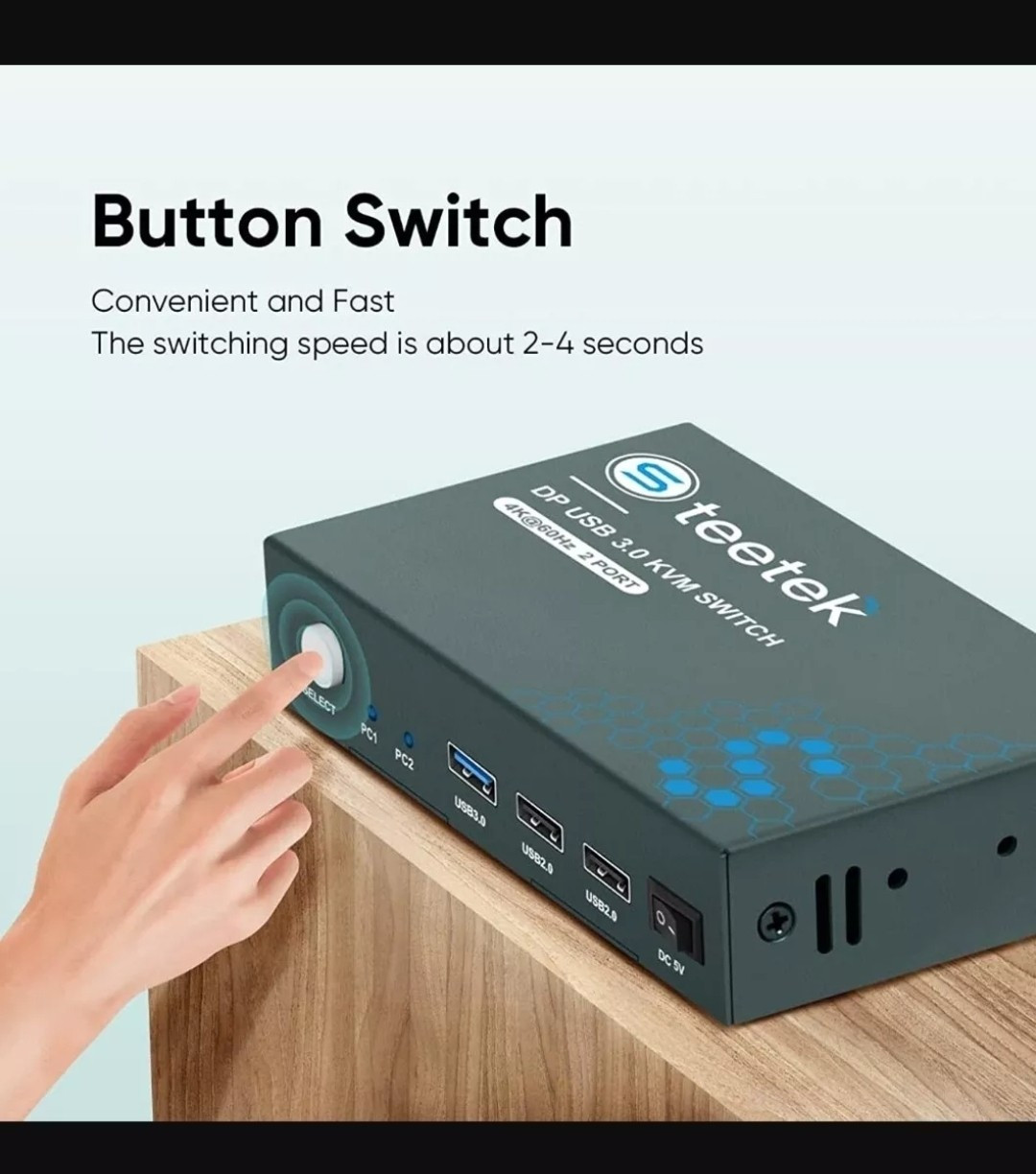 Steetek DP USB 2.0 KVM switch 2 port (No Cables Included)